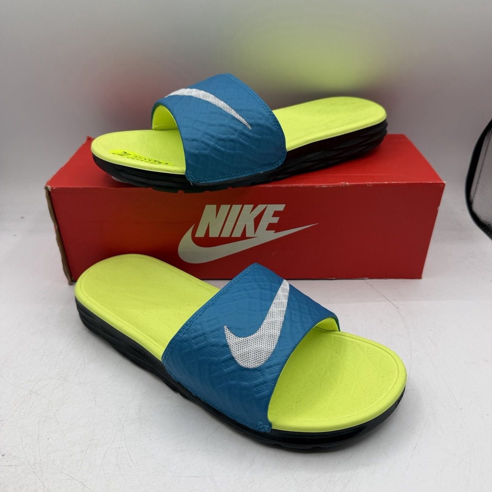 Nike Benassi Solarsoft Slide 2 Womens Sz 10 Blue/Volt Slip On Sandals 705475-470